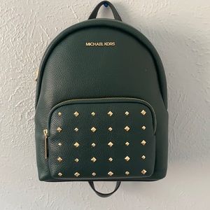 Michael Kors Erin Medium Green Leather Backpack
